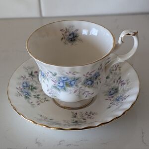 Royal Albert Blue Blossoms Teacup and Saucer Bone China England